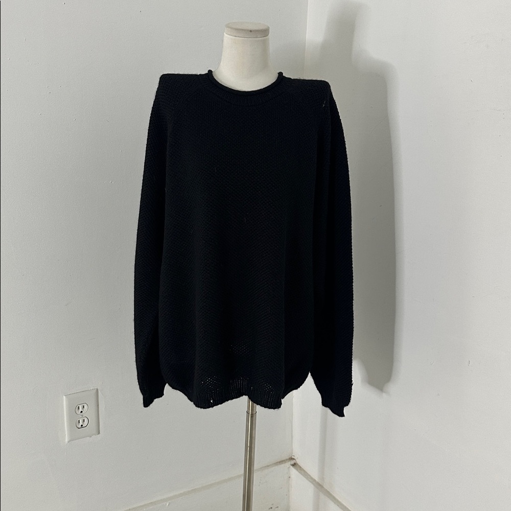 Peruvian Connection Black 100% Alpaca Knit Sweater Size Large